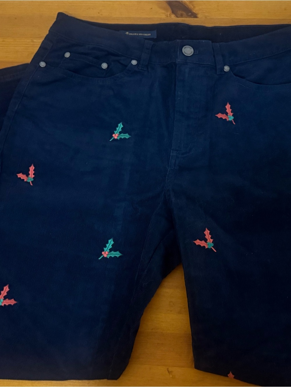 Brooks Brothers Corduroy Holly-Embroidered Women’s Jeans - Navy